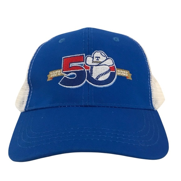 Idegy's Texas Rangers 50th Anniversary Adjustable Blue & White Baseball Cap - Picture 1 of 14